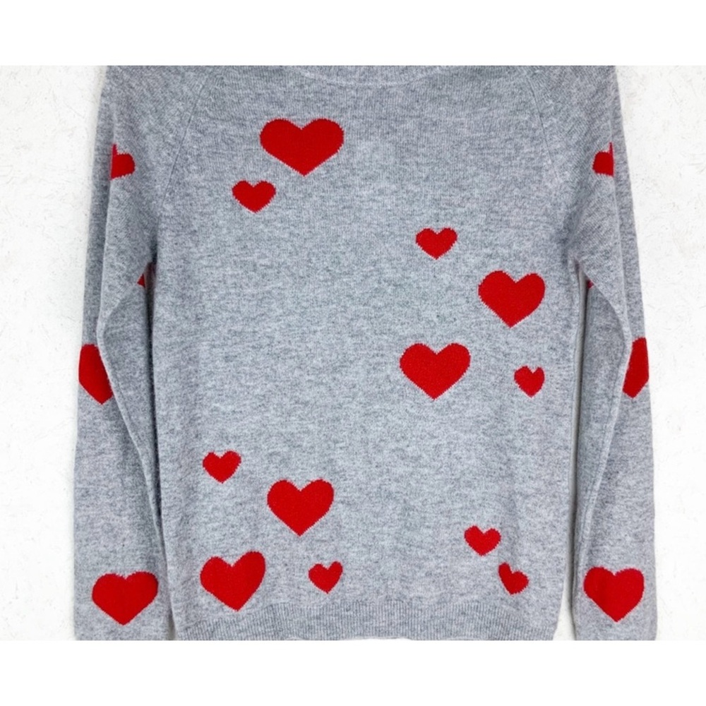Philosophy cashmere grey sweater with red hearts